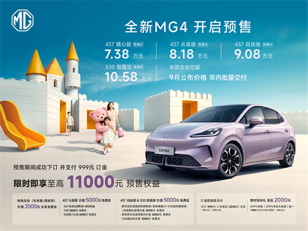 Das brandneue MG4 verfügt über das einzige integrierte thermische Verwaltungssystem in seiner Klasse und einen ultralangen Bereich von 530 km. Vorverkauf beginnt bei 73.800 Yuan.